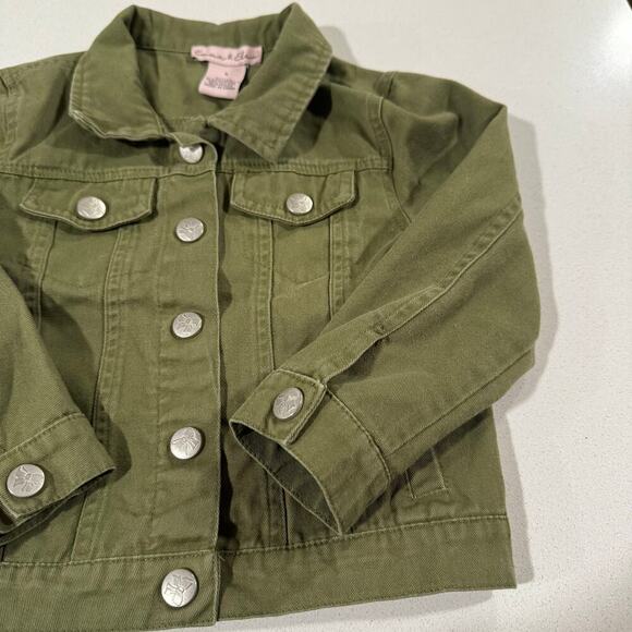 Emma & Elsa Toddler Girl 5T Green Button Up Jacket 100% Cotton - Picture 4 of 4